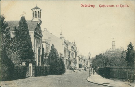 Alte Ansichtskarte Bad Godesberg, Kurfürstenstr. mit Kapelle