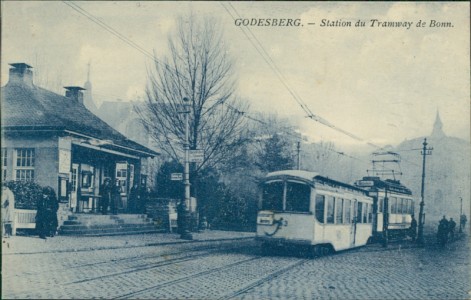 Alte Ansichtskarte Bad Godesberg, Station du Tramway de Bonn. Straßenbahn
