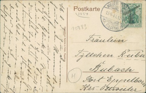 Adressseite der Ansichtskarte Gladenbach, Königl. Amtsgericht