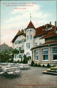 Alte Ansichtskarte Bad Godesberg-Mehlem, Hotel Villa Friede, Gartenseite mit Wandelhalle