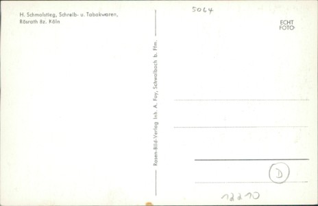 Adressseite der Ansichtskarte Rösrath-Hoffnungsthal, Straßenpartie