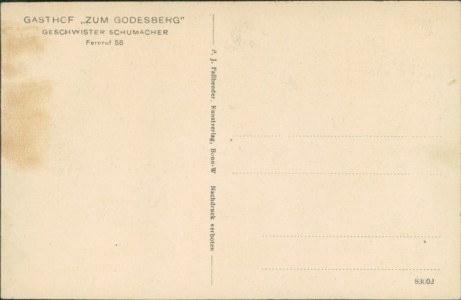 Adressseite der Ansichtskarte Bad Godesberg, Ännchenhaus u. die Godesburg