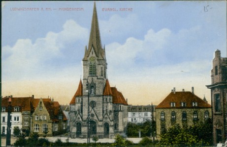 Alte Ansichtskarte Ludwigshafen am Rhein-Mundenheim, Evangl. Kirche