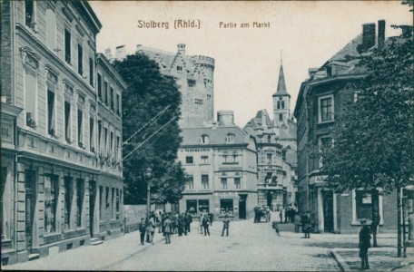 Alte Ansichtskarte Stolberg (Rhld.), Partie am Markt