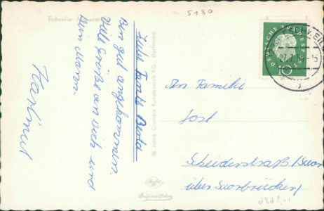 Adressseite der Ansichtskarte Eschweiler, Marienstraße