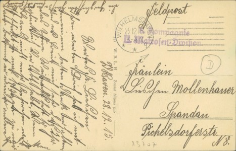 Adressseite der Ansichtskarte Torpedoboot bei bewegter See, 