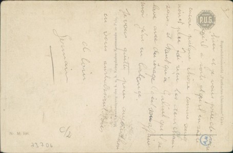 Adressseite der Ansichtskarte S. M. S. Grosskampfschiff im Nachtkampfe mit feindl. Torpedoboote, 