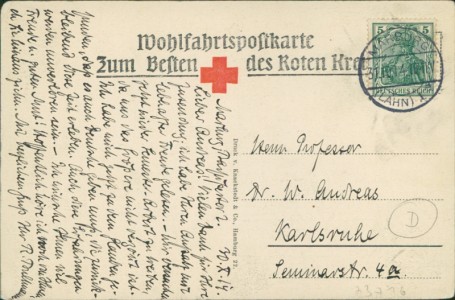 Adressseite der Ansichtskarte Großer Kreuzer "Moltke", Stolz weht die Flagge schwarz-weiß-rot