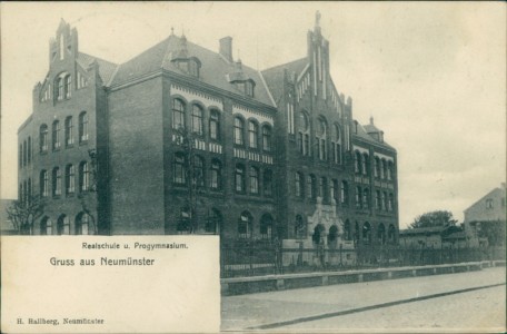 Alte Ansichtskarte Neumünster, Realschule u. Progymnasium