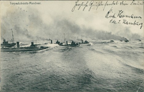 Alte Ansichtskarte Torpedoboots-Manöver, Torpedoboot