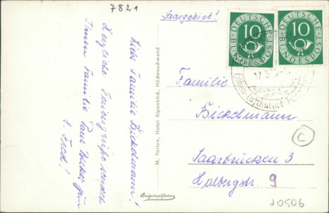 Adressseite der Ansichtskarte Höchenschwand, Panorama