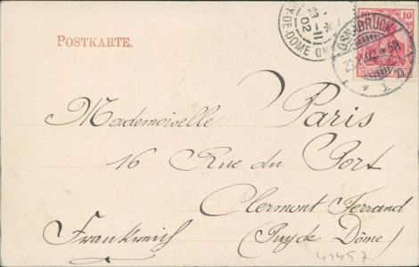 Adressseite der Ansichtskarte Osnabrück, Dom v. Herrenteichwall gesehen