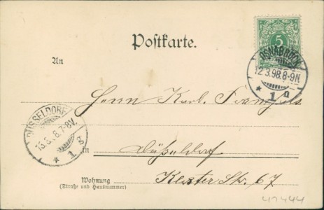 Adressseite der Ansichtskarte Osnabrück, Regierungsgebäude