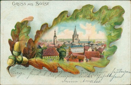 Alte Ansichtskarte Soest, Ansicht im Eichenblatt