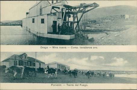 Alte Ansichtskarte Draga - Mina nueva -Comp. Iavaderos oro, Porvenir. - Tierra del Fuego