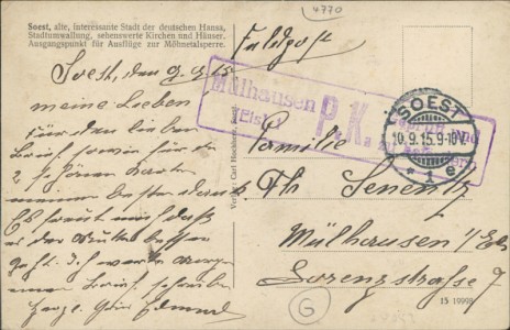 Adressseite der Ansichtskarte Soest, Marktplatz