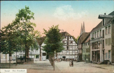 Alte Ansichtskarte Soest, Am Friedhof