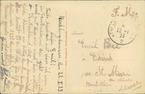 Adressseite der Ansichtskarte Recklinghausen, Königl. Bergwerksdirektion